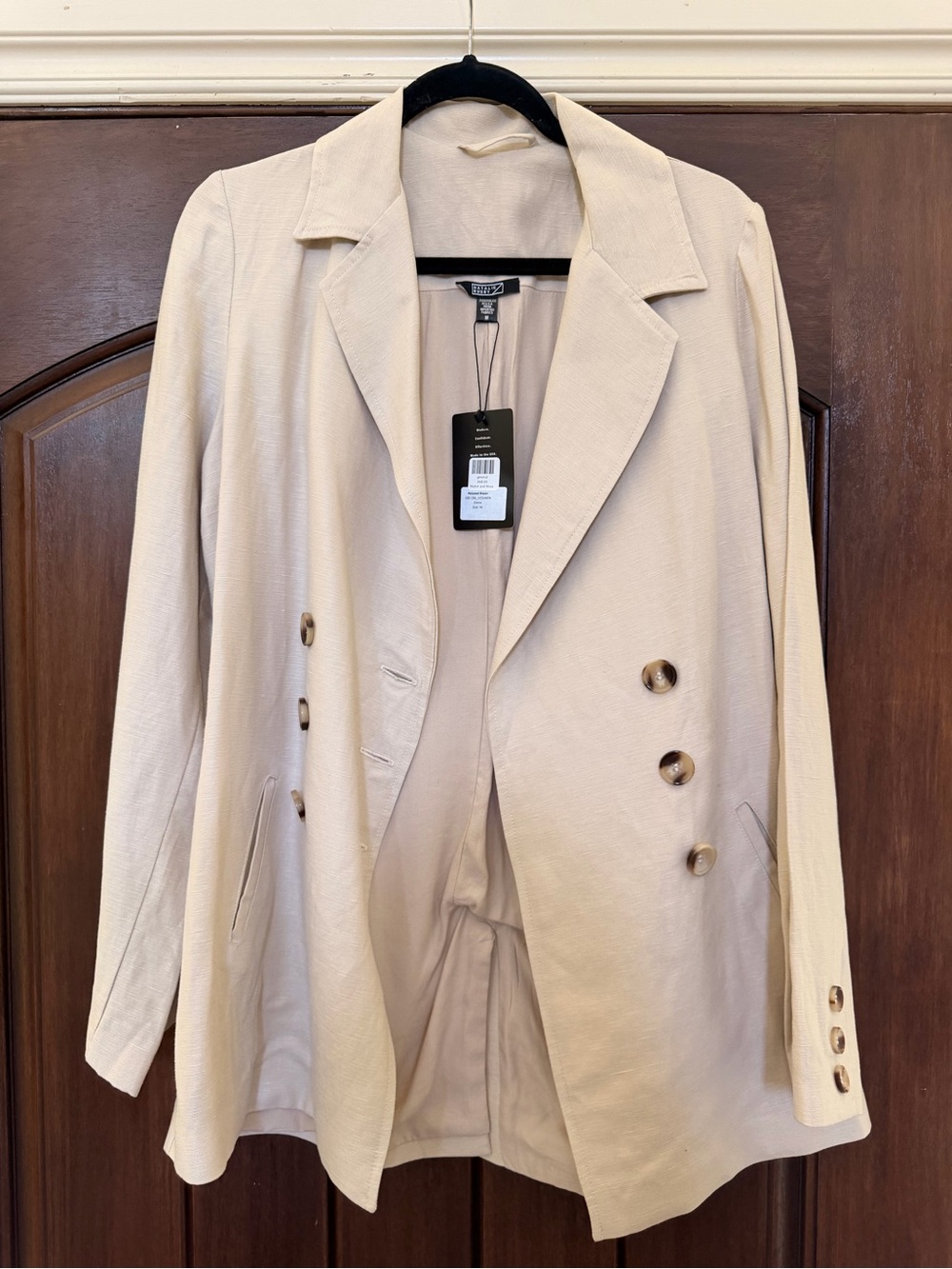 Beige Double-Breasted Blazer — Women’s Tailored Suit Jacket